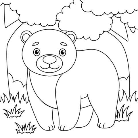 Cute Bear Coloring Page